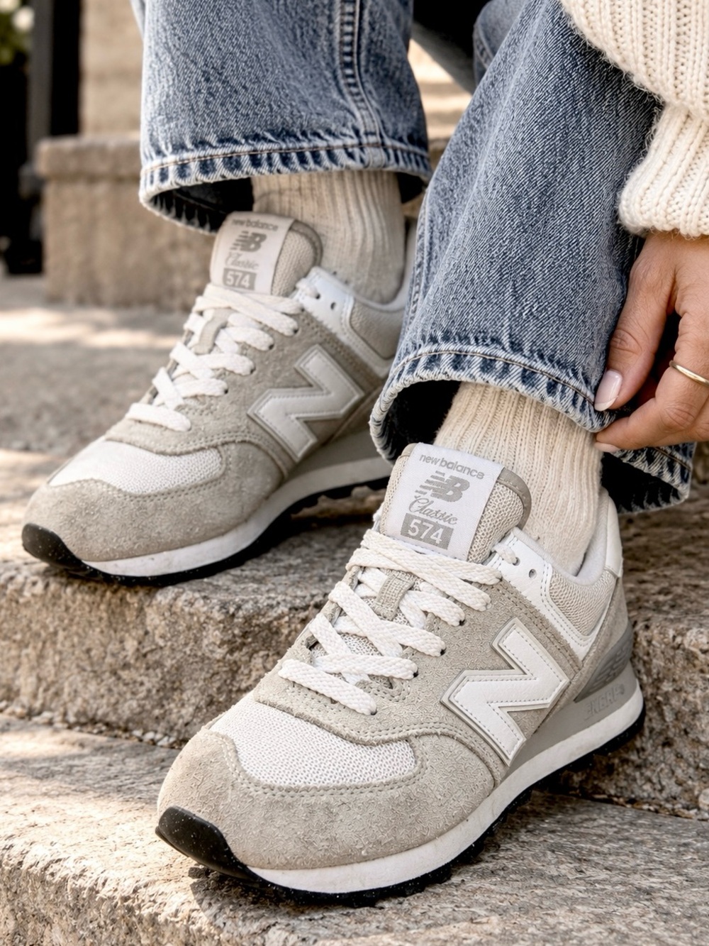 New Balance 574 Classic Gray Suede Mesh Sneakers Women’s 8.5